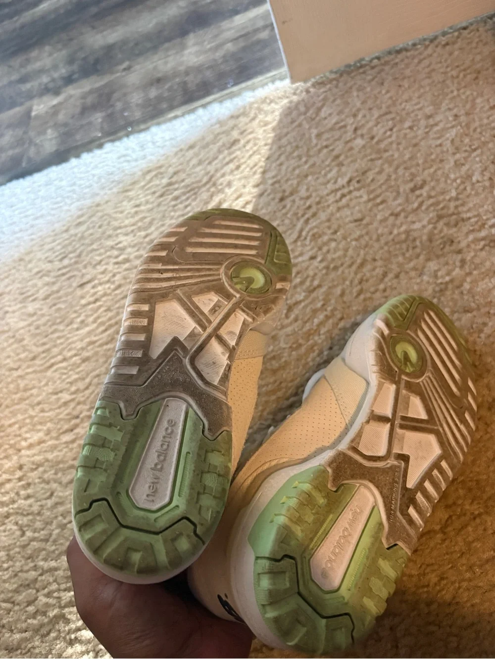 New Balance Women’s White Sneakers with Lime Highlights